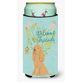 Caroline'S Treasures Welcome Friends Buff Cocker Spaniel Decorative Can Hugger, Tall Boy, Multicolor