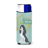 Caroline'S Treasures Welcome Friends Black Springer Spaniel Decorative Can Hugger, Multicolor