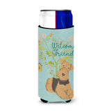 Caroline'S Treasures Welcome Friends Airedale Terrier Decorative Can Hugger, Multicolor