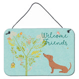 Caroline'S Treasures Welcome Friends Red Dachshund Metal Print, 8Hx12W, Multicolor