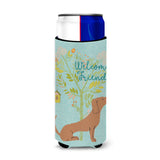 Caroline'S Treasures Welcome Friends Red Dachshund Decorative Can Hugger, Multicolor
