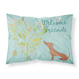 Caroline'S Treasures Welcome Friends Red Dachshund Printed, Polyester, 250 Thread Count, Envelope Closure Pillowcase, Standard