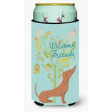 Caroline'S Treasures Welcome Friends Red Dachshund Decorative Can Hugger, Tall Boy, Multicolor