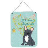 Caroline'S Treasures Welcome Friends Black French Bulldog Metal Print, 16H X 12W, Multicolor