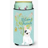 Caroline'S Treasures Welcome Friends Piebald French Bulldog Decorative Can Hugger, Tall Boy, Multicolor