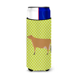 Caroline'S Treasures Jersey Cow Green Decorative Can Hugger, Slim, Multicolor