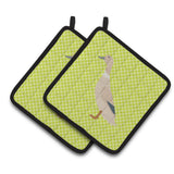 Caroline'S Treasures West Harlequin Duck Green Decorated Pot Holder, 7.5 X 7.5