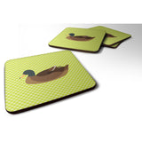 Caroline'S Treasures Khaki Campbell Duck Green Decorative Coasters, 3.5, Multicolor