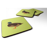 Caroline'S Treasures Silver Bantam Duck Green Decorative Coasters, 3.5, Multicolor