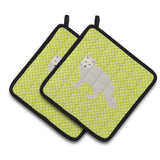 Caroline'S Treasures White Arctic Fox Green Decorated Pot Holder, 7.5 X 7.5