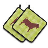 Caroline'S Treasures Kalahari Red Goat Green Decorated Pot Holder, 7.5 X 7.5