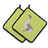 Caroline'S Treasures Buff Grey Back Goose Green Decorated Pot Holder, 7.5 X 7.5