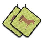 Caroline'S Treasures Arabian Horse Green Decorated Pot Holder, 7.5 X 7.5