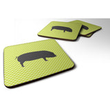 Caroline'S Treasures Devon Large Black Pig Green Decorative Coasters, 3.5, Multicolor