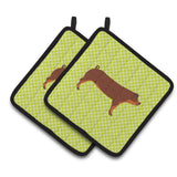 Caroline'S Treasures Duroc Pig Green Decorated Pot Holder, 7.5 X 7.5
