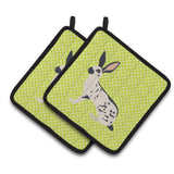 Caroline'S Treasures English Spot Rabbit Green Decorated Pot Holder, 7.5 X 7.5