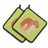 Caroline'S Treasures English Lop Rabbit Green Decorated Pot Holder, 7.5 X 7.5