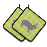 Caroline'S Treasures Giant Chinchilla Rabbit Green Decorated Pot Holder, 7.5 X 7.5