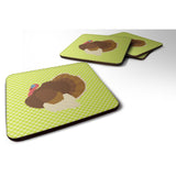 Caroline'S Treasures French Turkey Dindon Green Decorative Coasters, 3.5, Multicolor