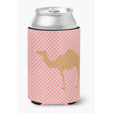 Caroline'S Treasures Arabian Camel Dromedary Pink Check Decorative Can Hugger, Multicolor