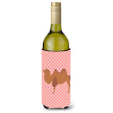 Caroline'S Treasures Bactrian Camel Pink Check Decorative Bottle Hugger, 750 Ml, Multicolor