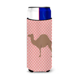 Caroline'S Treasures F1 Hybrid Camel Pink Check Decorative Can Hugger, Slim, Multicolor