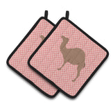 Caroline'S Treasures F1 Hybrid Camel Pink Check Decorated Pot Holder, 7.5 X 7.5