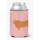 Caroline'S Treasures Highland Cow Pink Check Decorative Can Hugger, Multicolor