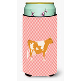 Caroline'S Treasures Guernsey Cow Pink Check Decorative Can Hugger, Tall Boy, Multicolor