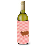 Caroline'S Treasures Ankole-Watusu Cow Pink Check Decorative Bottle Hugger, 750 Ml, Multicolor
