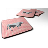 Caroline'S Treasures Hungarian Grey Steppe Cow Pink Check Decorative Coasters, 3.5, Multicolor