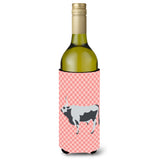 Caroline'S Treasures Hungarian Grey Steppe Cow Pink Check Decorative Bottle Hugger, 750 Ml, Multicolor