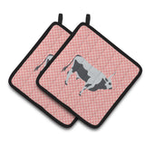 Caroline'S Treasures Hungarian Grey Steppe Cow Pink Check Decorated Pot Holder, 7.5 X 7.5