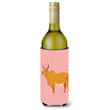 Caroline'S Treasures Zebu Indicine Cow Pink Check Decorative Bottle Hugger, 750 Ml, Multicolor