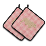 Caroline'S Treasures Charolais Cow Pink Check Decorated Pot Holder, 7.5 X 7.5