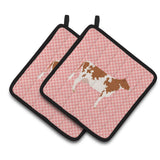 Caroline'S Treasures Ayrshire Cow Pink Check Decorated Pot Holder, 7.5 X 7.5