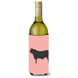 Caroline'S Treasures Black Angus Cow Pink Check Decorative Bottle Hugger, 750 Ml, Multicolor
