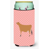 Caroline'S Treasures Jersey Cow Pink Check Decorative Can Hugger, Tall Boy, Multicolor