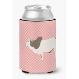 Caroline'S Treasures Malvi Cow Pink Check Decorative Can Hugger, Multicolor