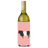 Caroline'S Treasures Belted Galloway Cow Pink Check Decorative Bottle Hugger, 750 Ml, Multicolor