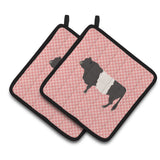 Caroline'S Treasures Belted Galloway Cow Pink Check Decorated Pot Holder, 7.5 X 7.5