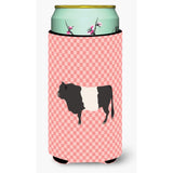 Caroline'S Treasures Belted Galloway Cow Pink Check Decorative Can Hugger, Tall Boy, Multicolor