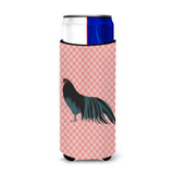 Caroline'S Treasures Sumatra Chicken Pink Check Decorative Can Hugger, Slim, Multicolor