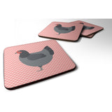 Caroline'S Treasures Jersey Giant Chicken Pink Check Decorative Coasters, 3.5, Multicolor