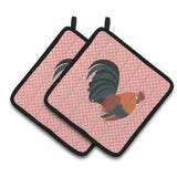 Caroline'S Treasures Dutch Bantam Chicken Pink Check Decorated Pot Holder, 7.5 X 7.5