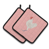 Caroline'S Treasures German Langshan Chicken Pink Check Decorated Pot Holder, 7.5 X 7.5
