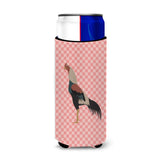 Caroline'S Treasures Kulang Chicken Pink Check Decorative Can Hugger, Slim, Multicolor