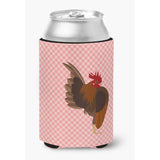 Caroline'S Treasures Malaysian Serama Chicken Pink Check Decorative Can Hugger, Multicolor