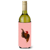 Caroline'S Treasures Malaysian Serama Chicken Pink Check Decorative Bottle Hugger, 750 Ml, Multicolor