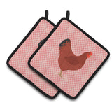 Caroline'S Treasures New Hampshire Red Chicken Pink Check Decorated Pot Holder, 7.5 X 7.5